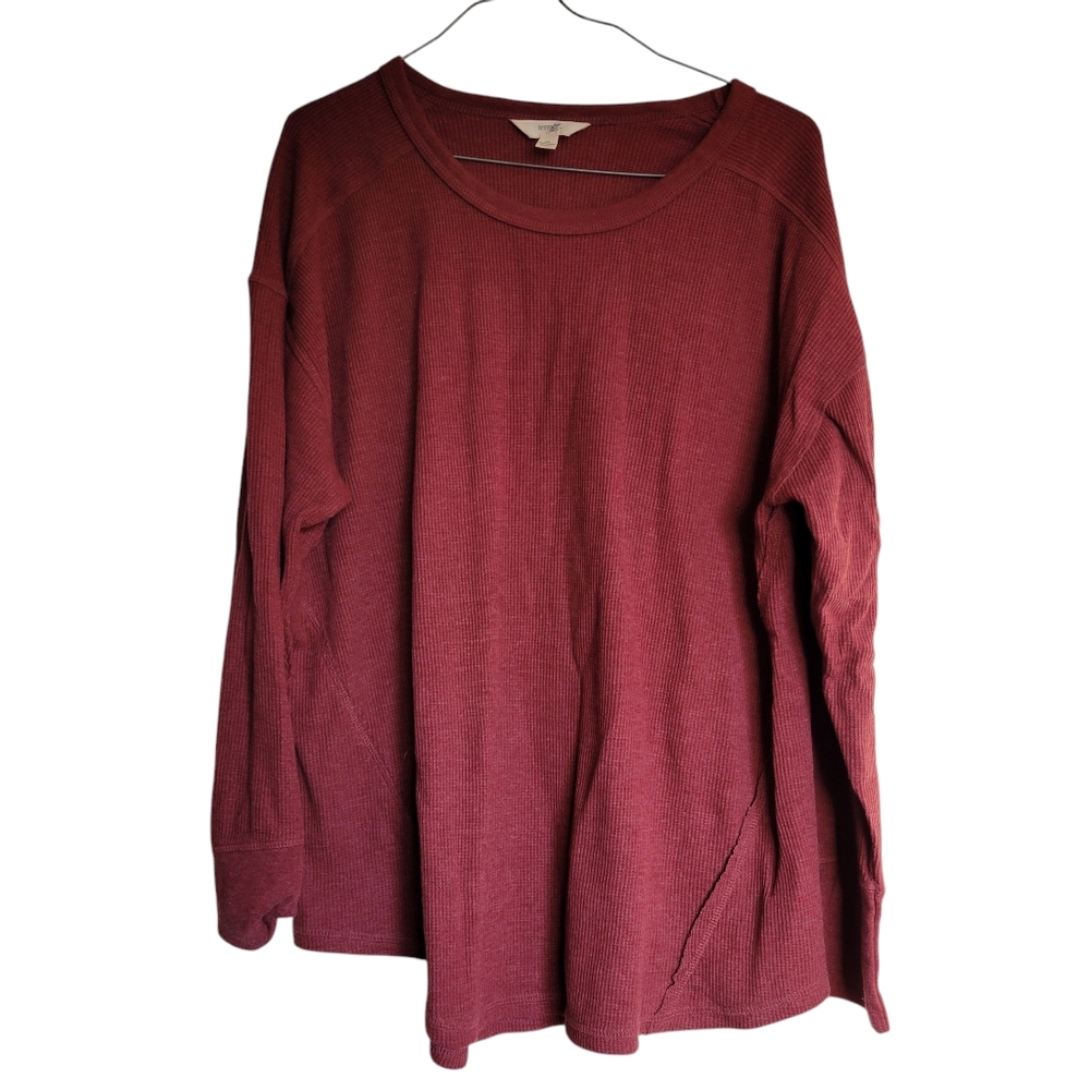 Terra & Sky Women's Burgundy Long Sleeve Top, Size: 1X (16w-18w)